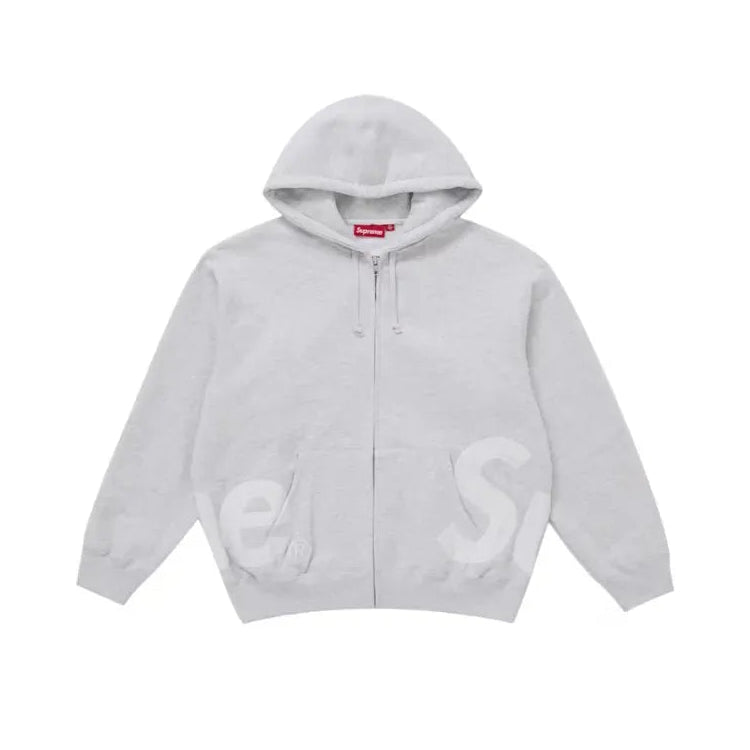Big Logo Zip Up Hooded Sweatshirt Grey