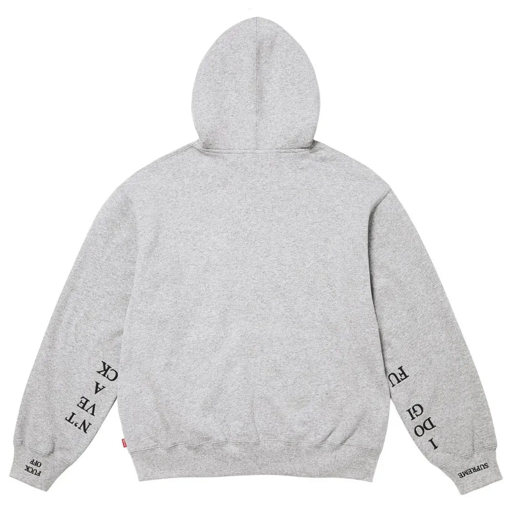 IDGAF Zip Up Hooded Sweatshirt Grey