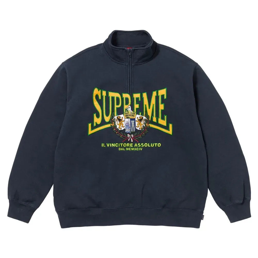 Crest Appliqué Half Zip Navy