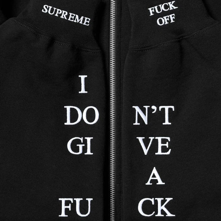 IDGAF Zip Up Hooded Sweatshirt Black
