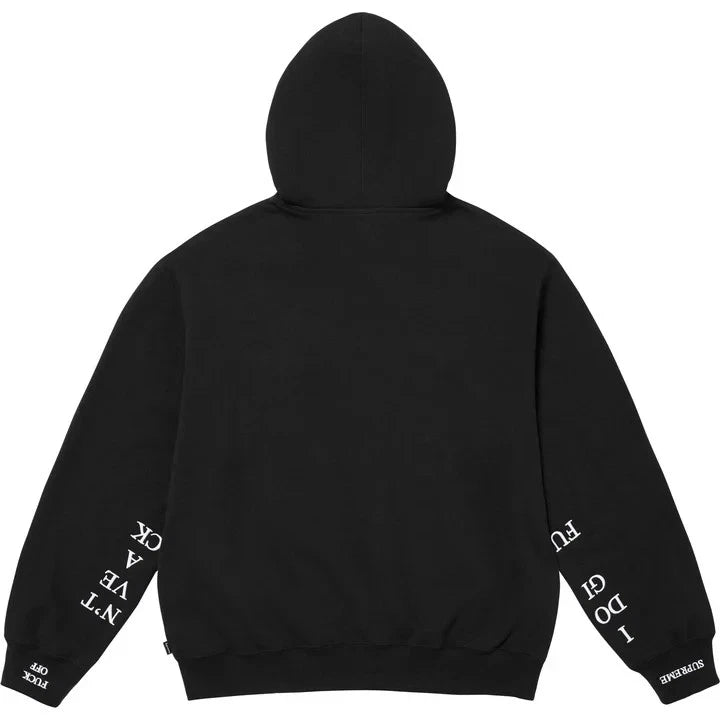 IDGAF Zip Up Hooded Sweatshirt Black