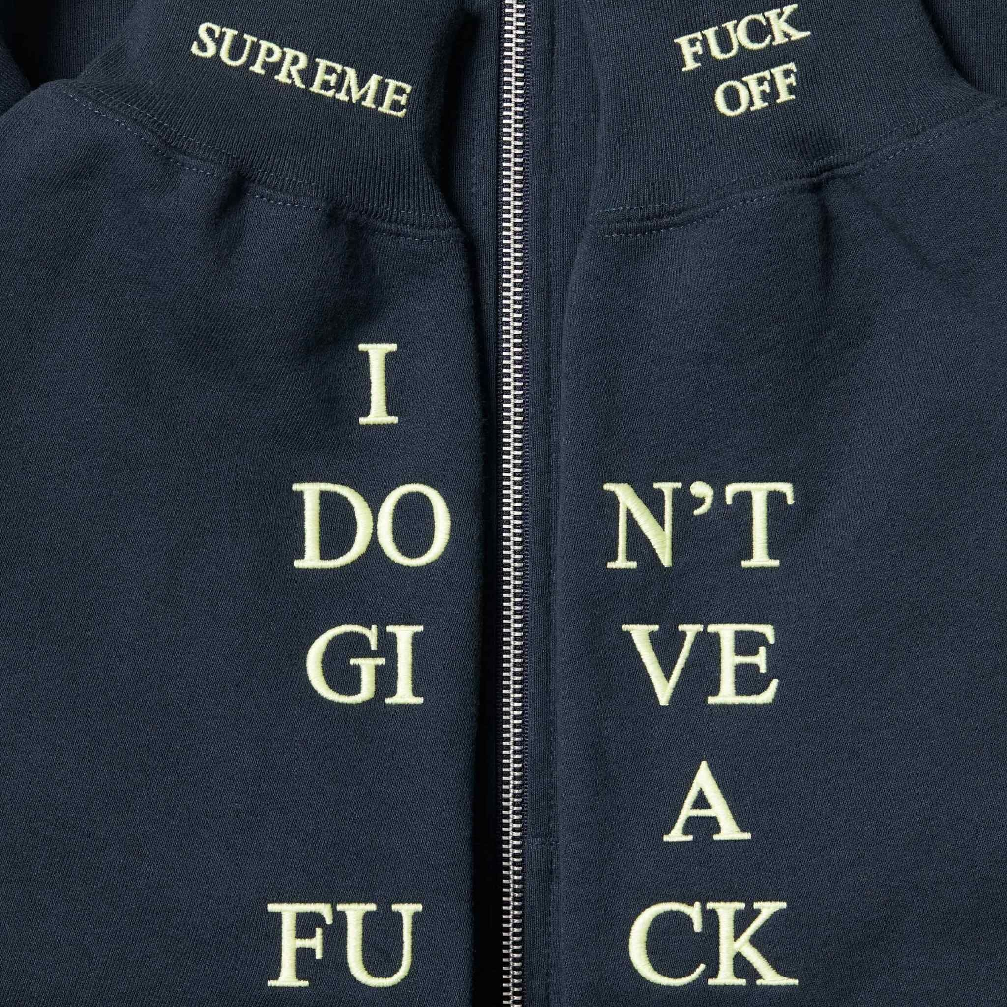 IDGAF Zip Up Hooded Sweatshirt Blue