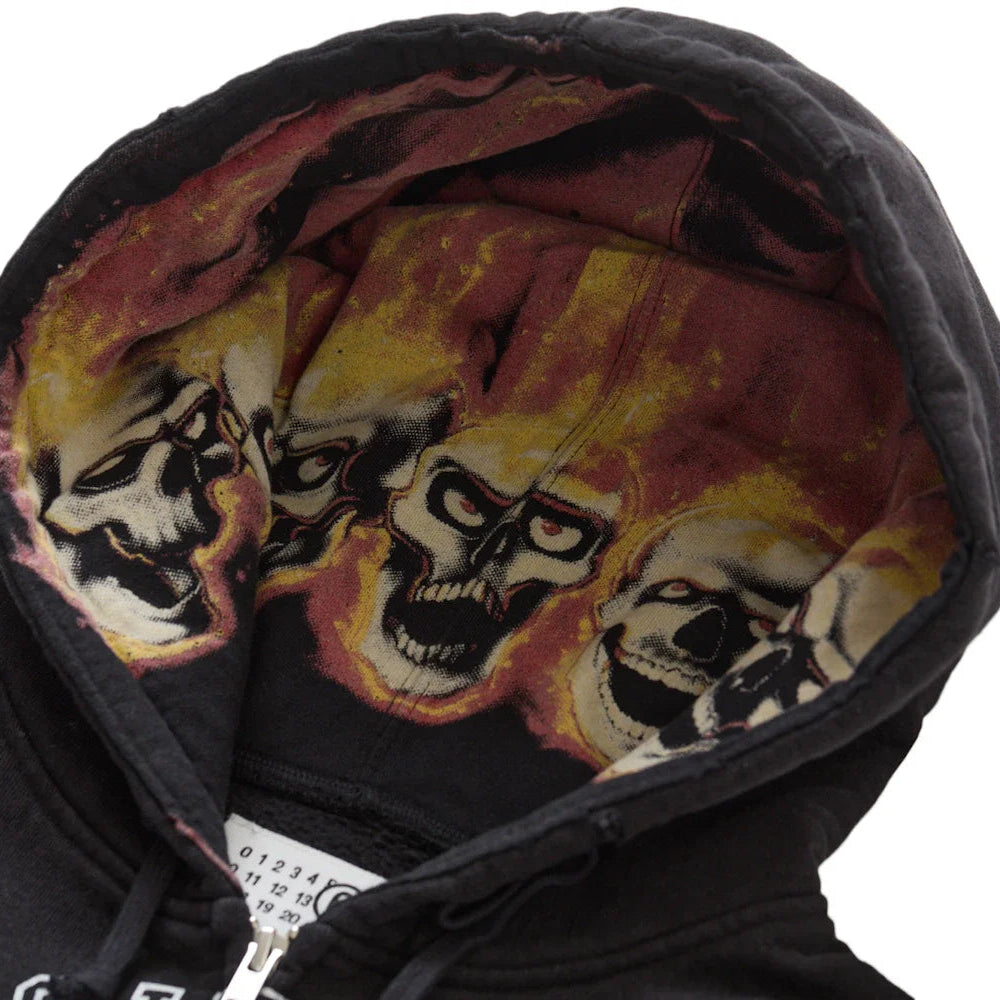 MM6 Maison Margiela Zip Up Hooded Sweatshirt Black